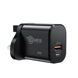 DMES DA1 PD + QC3.0 Fast Charging 30W Dual Port PD & USB Fast Charging Charger Malaysia Plug Wall Charger Adapter