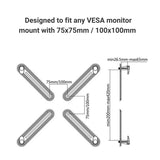 Monitor VESA Adapter Kit for NON VESA MONITOR up to 27 inches LED LCD 75mm and 100mm mounting Extended Bracket
