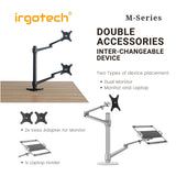 IRGOTECH M-Series Upgraded Monitor Laptop Desk Mount with Adjustable Arm and Longer Pole at 44cm Height