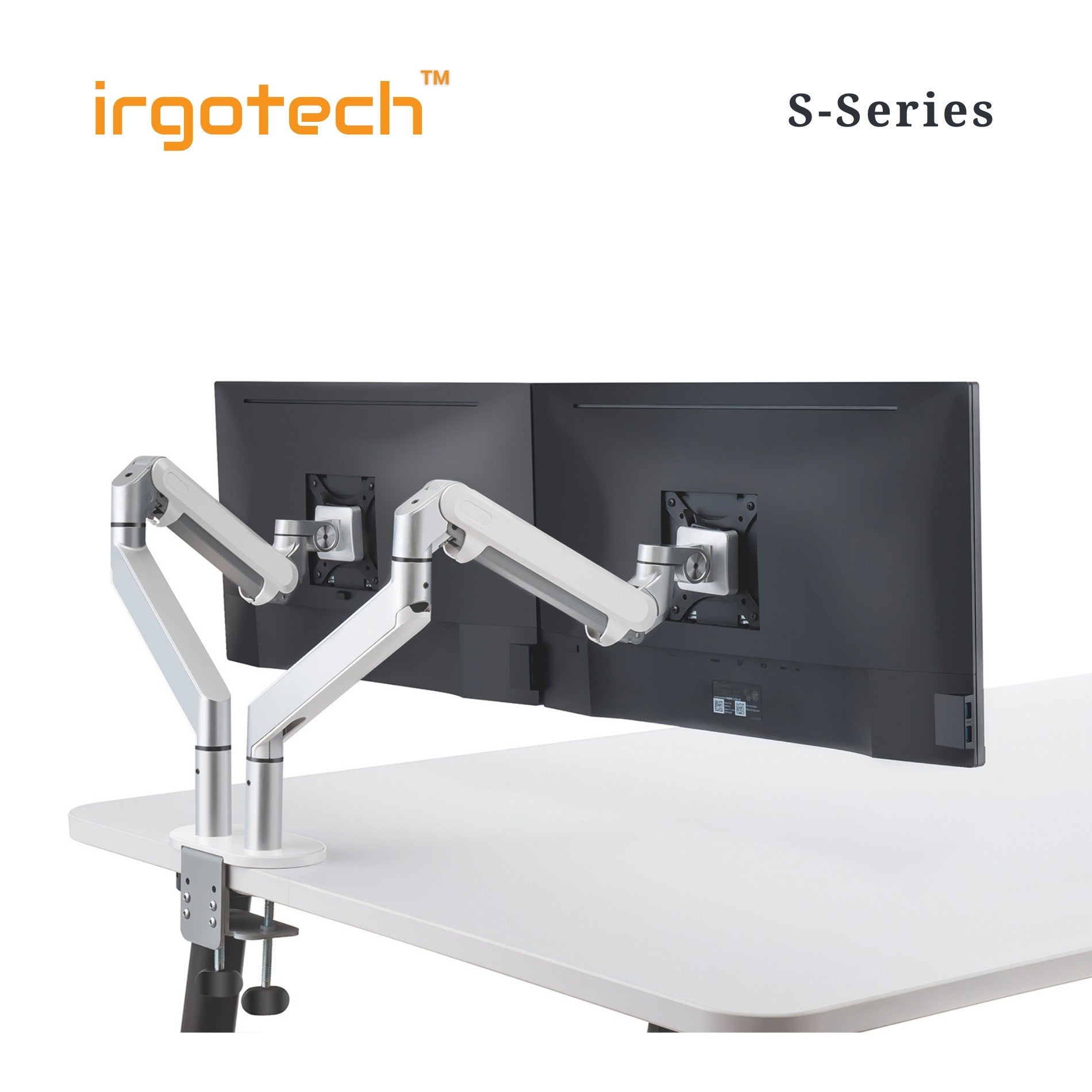 IRGOTECH S-Series Premium Dual Monitor Desk Stand Gas Spring Arm 32inc