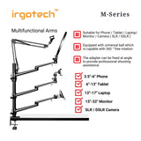 IRGOTECH M-Series Multi-Device Desk Arm Mount with Ring light, suitable for DSLR Camera, Laptop, Monitor, Tablet, Smartphone, Microphone