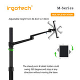 IRGOTECH M-Series Laptop and Tablet Floor Stand with Moveable Roller Base and Adjustable Arm