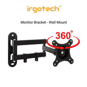 IRGOTECH Monitor Wall Mount Bracket Full Motion Adjustable for Swivel Tilt Rotation fit for monitor 10 – 27’’ VESA Compatible