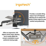 IRGOTECH Shelf Cabinet Gas Spring Arm Monitor Mount for 17 - 32'' Monitor , Clamp Grommet Installation