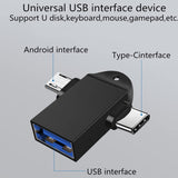 2 in 1 OTG Converter USB 3.0 to Micro USB and Type C Adapter with Lanyard,Used for U Disk Mouse Laptop Mobile Phones or Tablets