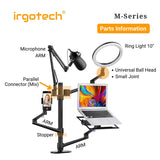 IRGOTECH M-Series Accessories Main Pole Stand Clamp Grommet Base Extended Height 31cm 44cm 53cm for Monitor and Laptop Stand
