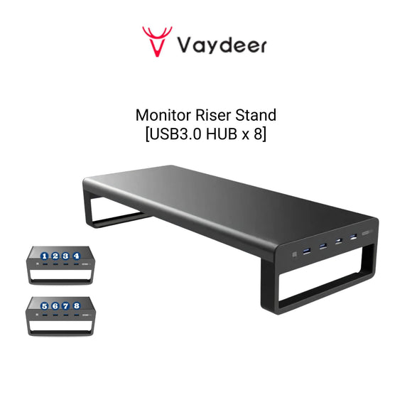 VAYDEER Monitor Stand Aluminum with 8 x USB3.0  Computer Riser, PC Stand,Laptop Stand